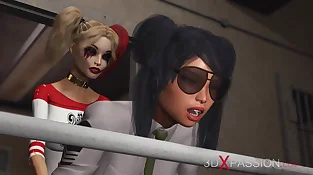 Super-fucking-hot bang-out in jail! Harley Quinn pummels a gal prison officer