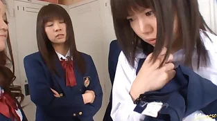 Anri Nonaka and Kurumi kinky Chinese school ladies have fuck-a-thon